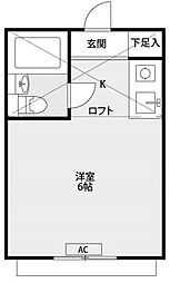 メゾンK早稲田 1階ワンルームの間取り