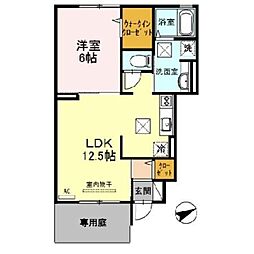 ブランドール松江東 1階1LDKの間取り