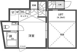 ランプライト千歳船橋 3階ワンルームの間取り