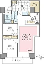 ブリリアイスト東雲キャナルコート 4階2LDKの間取り