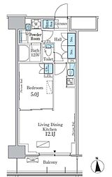 パークアクシス新宿百人町 5階1LDKの間取り