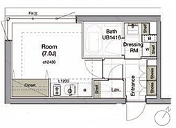 Coeur blanc高輪 5階ワンルームの間取り