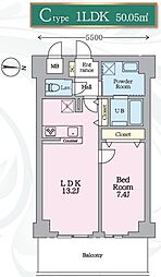 メジリス 新羽 1LDKの間取図画像