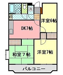 サンシャイン・ヒル 3DKの間取図画像