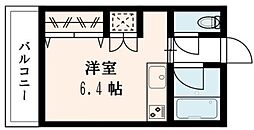 ミントハウス12 2階ワンルームの間取り