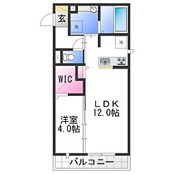 JR阪和線 鳳駅 徒歩5分の賃貸アパート 3階1LDKの間取り