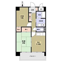 サンロイヤル 2DKの間取図画像