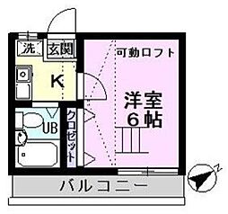 アネックス矢切2期 1Kの間取図画像