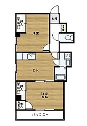 道灌ハイツ 4階2DKの間取り