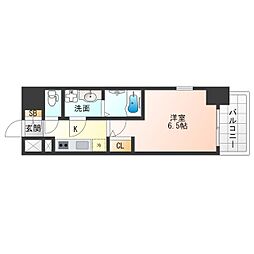 JR東西線 海老江駅 徒歩3分の賃貸マンション 13階1Kの間取り