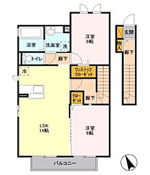 ロックコート C 2階2LDKの間取り