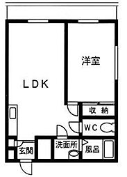 モンステラ北加瀬 2階1LDKの間取り