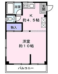 丘の上ハイツ 1Kの間取図画像