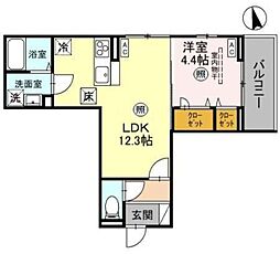 ノーブルパレス大原 1LDKの間取図画像