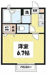 ポレール　代沢 2階1Kの間取り