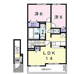 サンベル1 2LDKの間取図画像