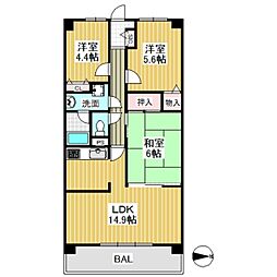 オークレイコート高松2 3LDKの間取図画像