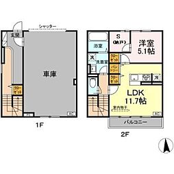 グランテージC 2階1SLDKの間取り
