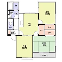 エステートピアコーワ 2階3DKの間取り