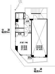 成瀬スカイステージ 3階1Kの間取り