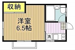 ユーハイム 2階1Kの間取り