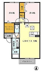 エトワール 2LDKの間取図画像