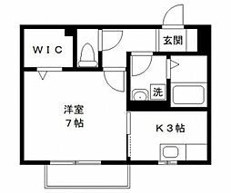 エントピアC 1階1Kの間取り