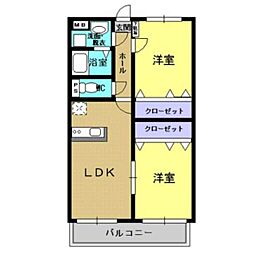 SunValley伊敷 2LDKの間取図画像