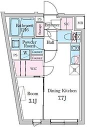 新宿区西新宿5丁目マンション 1DKの間取図画像