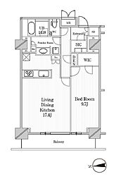 JPノイエ恵比寿西 5階1LDKの間取り