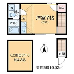 ＬｏＦｔｅＲ 2階ワンルームの間取り