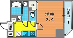 アドバンス三宮ステージア 4階1Kの間取り
