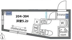 カーサ・スカートラ馬込 ワンルームの間取図画像