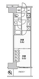 WORVE横浜伊勢佐木町 2Kの間取図画像