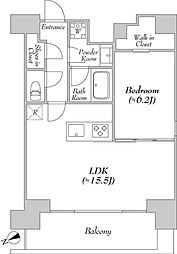 カナルフロント芝浦 10階1LDKの間取り