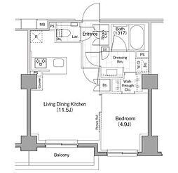 ザ・パークハビオ新宿 1LDKの間取図画像