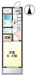 リリーベル 2階1Kの間取り