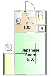 目黒レジデンス 2階1Kの間取り
