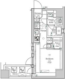 ジーベック東日暮里ノース ワンルームの間取図画像