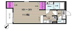 ケイズコート ワンルームの間取図画像
