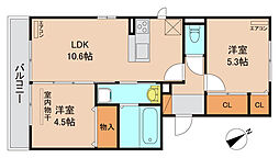 メゾン・ド・ファミーユ 3階2LDKの間取り
