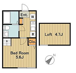 サンレジデンス東中野 1階1Kの間取り