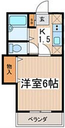 ブリュージュ鷹の台 1階1Kの間取り