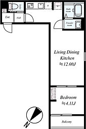 川越市南台2丁目アパート 1LDKの間取図画像