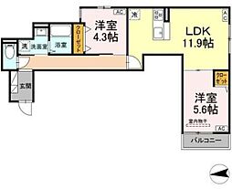 セレスティア六町III 3階2LDKの間取り
