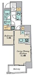 CRESTCOURT清澄庭園 1LDKの間取図画像