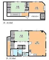 浅生ビル 2階3LDKの間取り