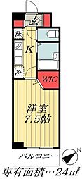ヴィラロクロー 1Kの間取図画像
