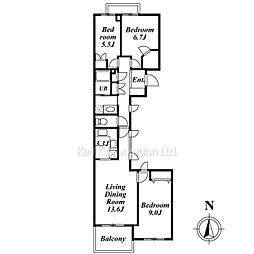 アルファス 4階3LDKの間取り
