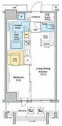 プラウドフラット両国サウス 1LDKの間取図画像